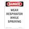 Signmission OSHA Sign, Portrait Wear Respirator While Spraying, 10in X 7in Rigid Plastic, 7" W, 10" H, Portrait OS-DS-P-710-V-1617 - alternate 1